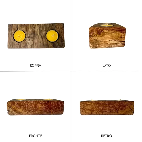 Portacandele artigianale con 2 candele - immagine 3