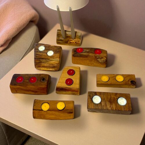 Portacandele artigianale con 2 candele - immagine 5