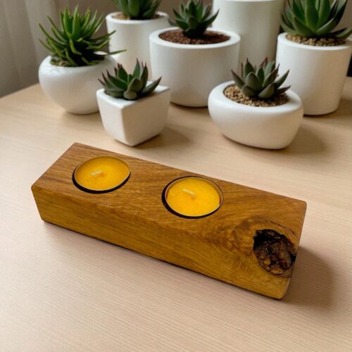 Portacandele artigianale con 2 candele - immagine 23