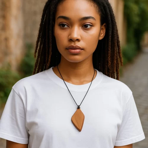 Collana con ciondolo in legno artigianale