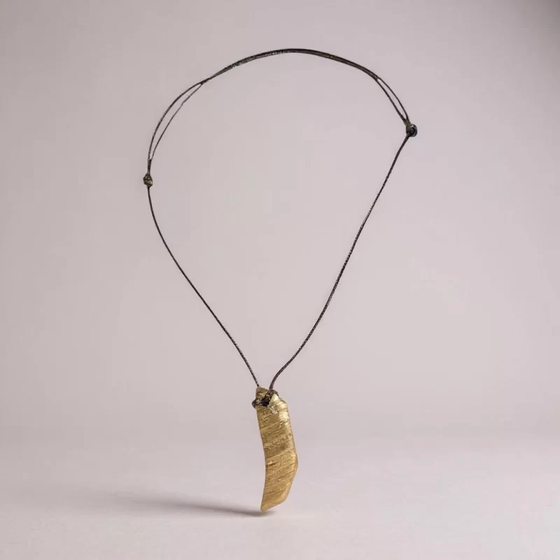 Necklace with handcrafted wooden pendant
