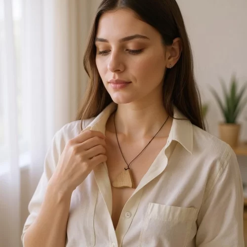 Collana con ciondolo in legno artigianale