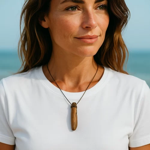 Collana con ciondolo in legno artigianale