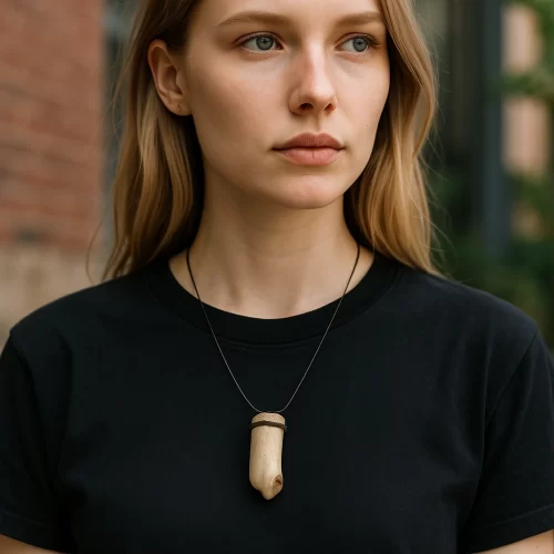 Collana con ciondolo in legno artigianale