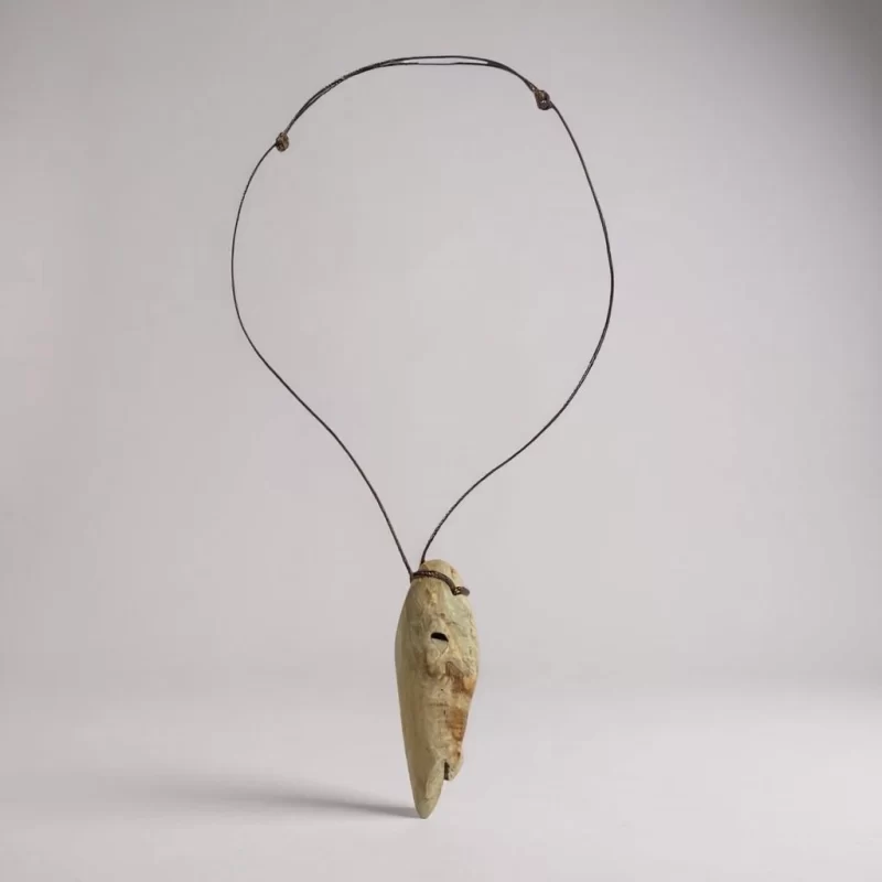 Necklace with handcrafted wooden pendant