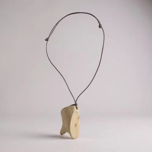 Necklace with handcrafted wooden pendant