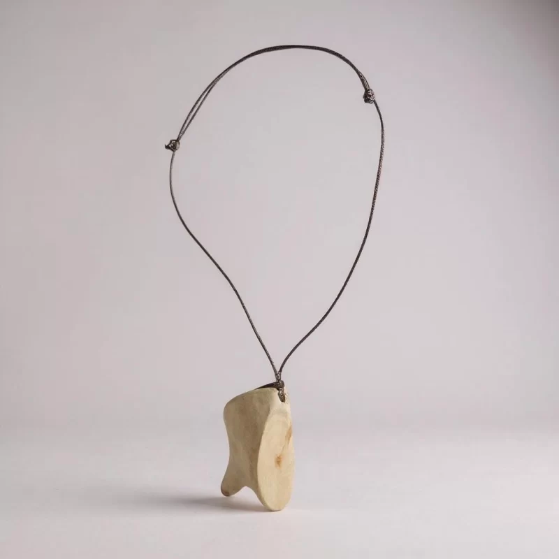 Necklace with handcrafted wooden pendant