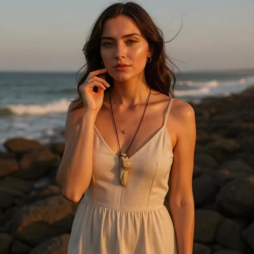 Necklace with handcrafted wooden pendant