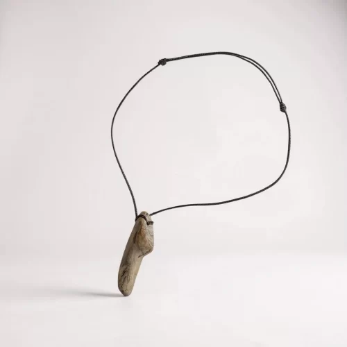 Necklace with handcrafted wooden pendant