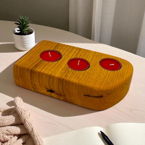 Portacandele artigianale con 3 candele - immagine 8
