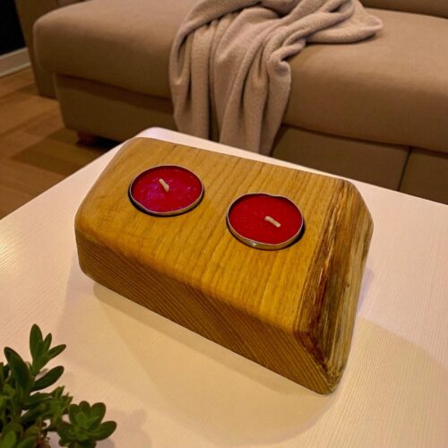 Portacandele artigianale con 2 candele - immagine 17