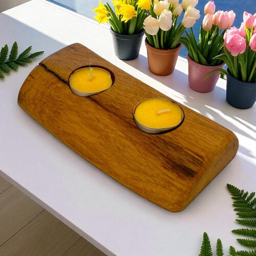 Portacandele artigianale con 2 candele - immagine 11