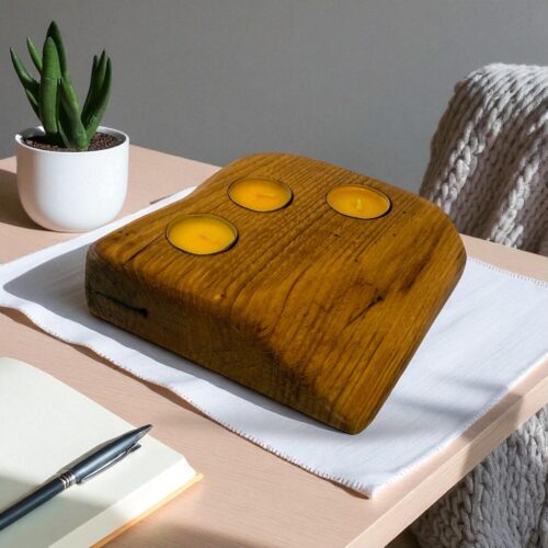 Portacandele artigianale con 3 candele - immagine 11