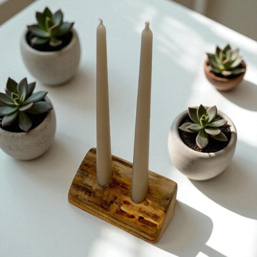 Portacandele artigianale con 2 candele - immagine 8