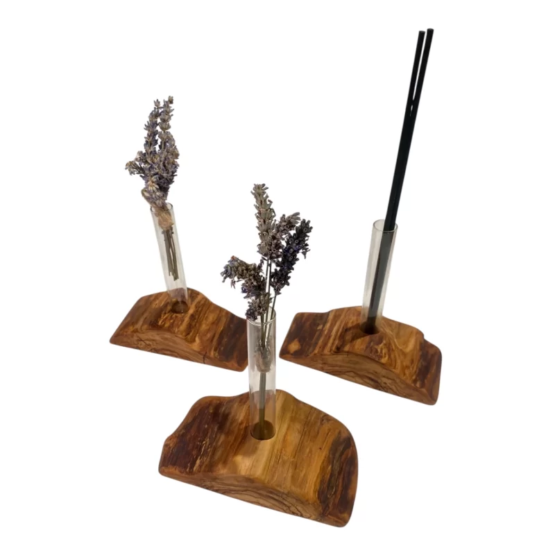 Olive wood flower holder