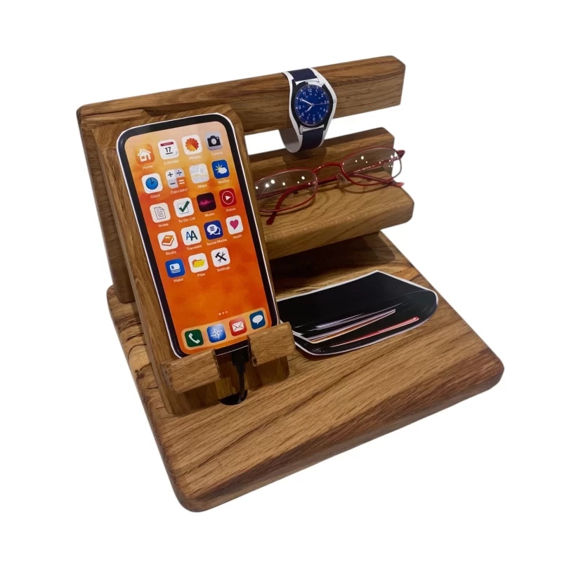 Handcrafted wooden phone holder