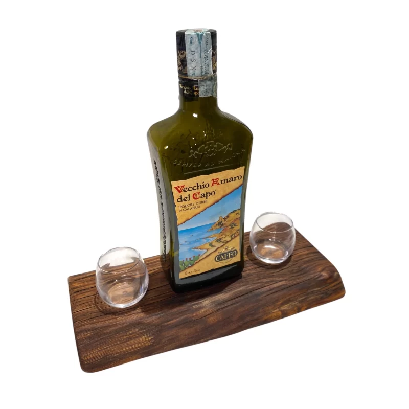 Bitters tray with two glasses