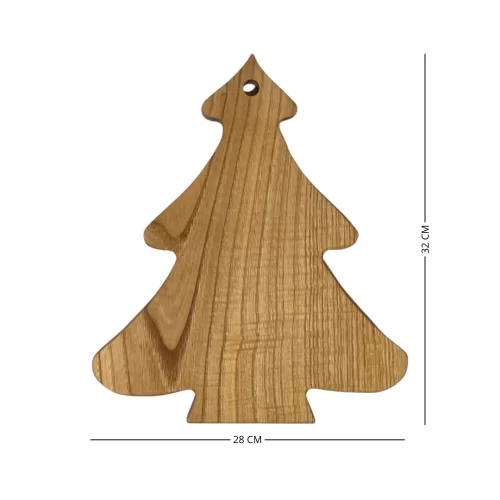Tagliere in legno artigianale a forma di albero di Natale, ideale come accessorio da cucina e decorazione natalizia.