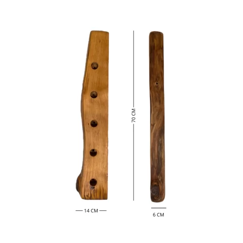 Handcrafted wooden wall-mounted bottle holder with irregular edge for 10 bottles of wine