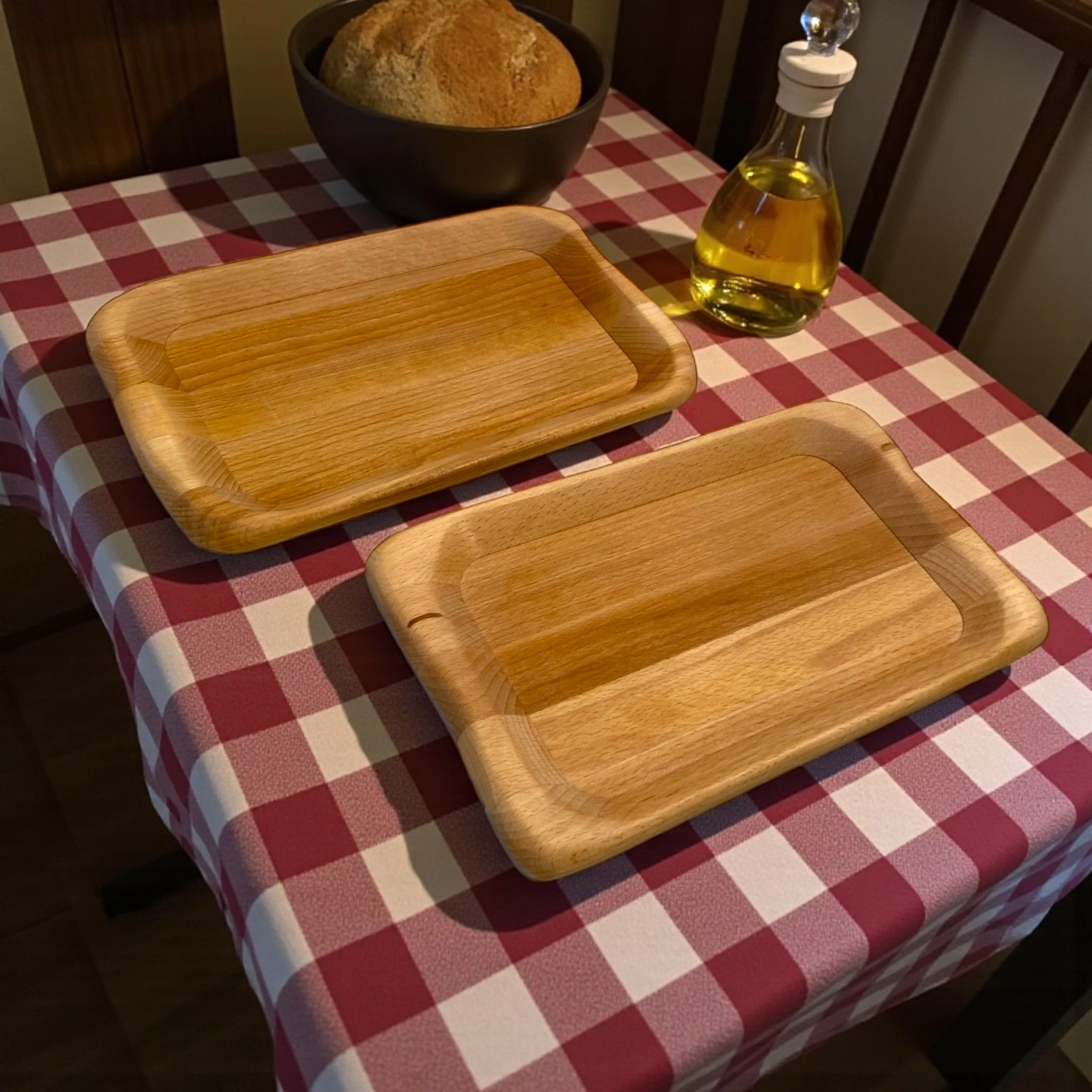 Set 2 scifette in legno massello di faggio per servire la polenta, artigianato italiano tradizionale