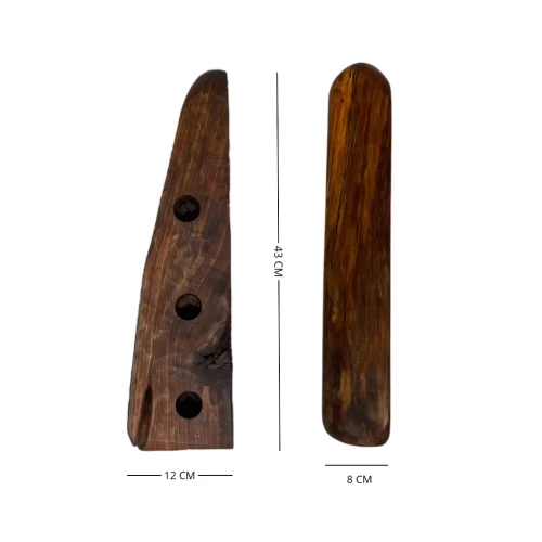 Handcrafted wooden wall-mounted bottle holder with irregular edge for 5 bottles of wine