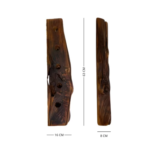 Handcrafted wooden wall-mounted bottle holder with irregular edge for 9 bottles of wine