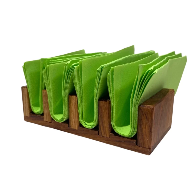 Porta pane o tovaglioli in legno massello di quercia con struttura lineare e compatta per la tavola.