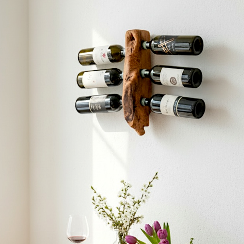 CANTINA DA PARETE IN LEGNO ANTICO DI ULIVO