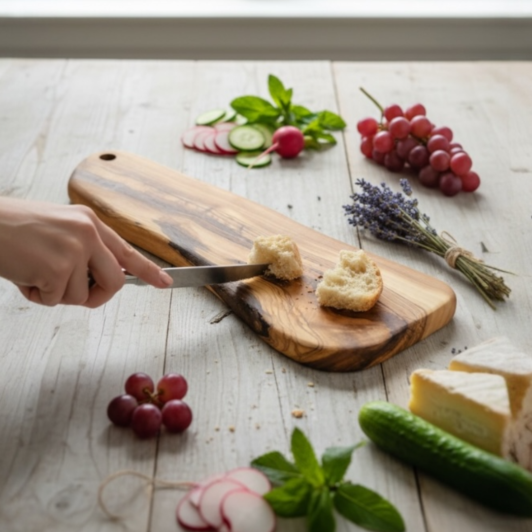 ACCIAIO LIQUIDO - TAGLIERE IN LEGNO ANTICO DI ULIVO - PEZZO UNICO - immagine 2