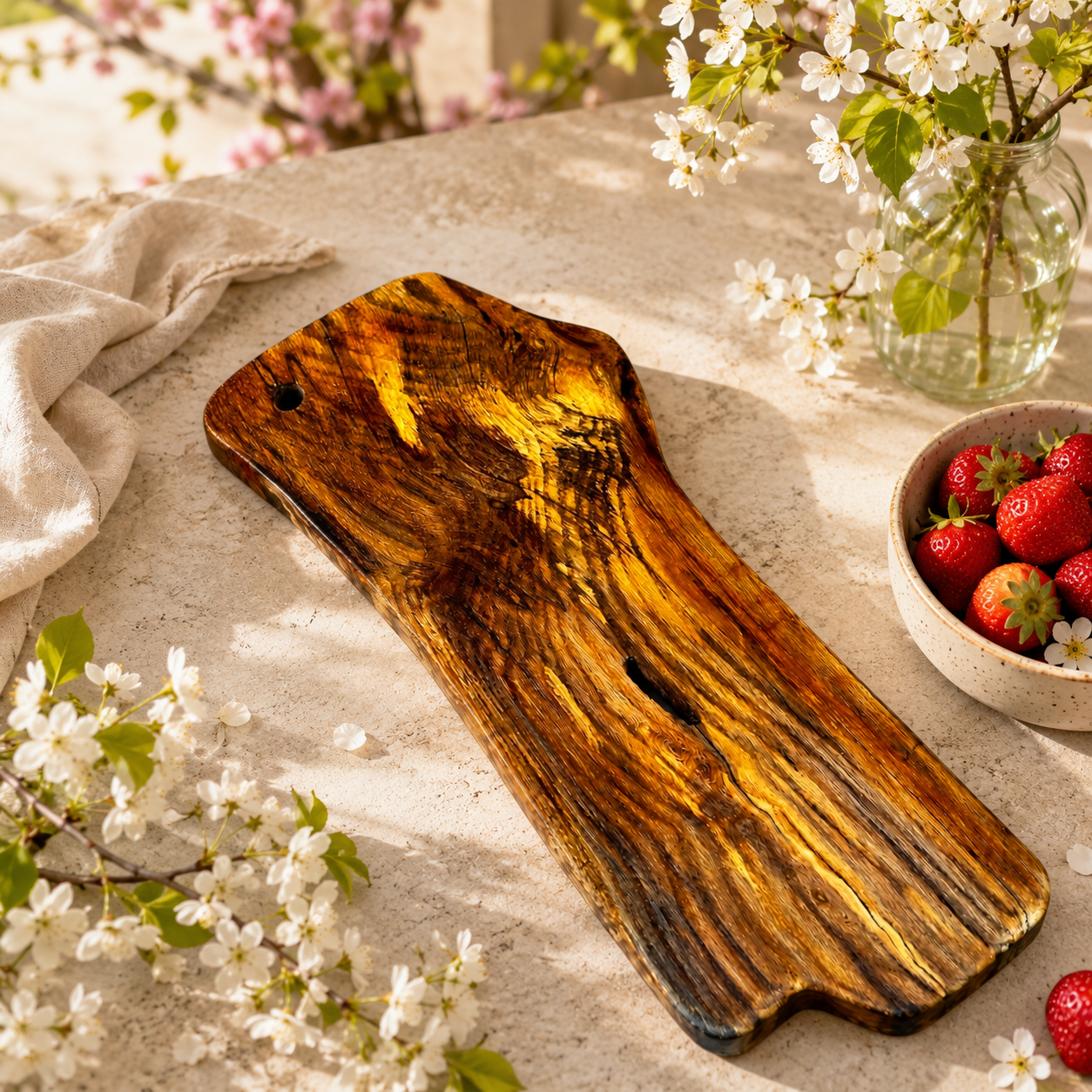 COPO DI FULMINE - TAGLIERE IN LEGNO DI QUERCIA MILLENARIA - PEZZO UNICO